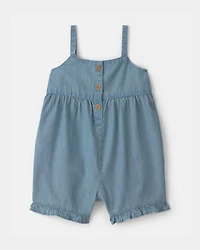 Baby Girl Chambray Sleeveless Romper - Blue