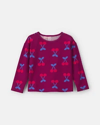 Toddler Girl Cherry Long-Sleeve Top - Red