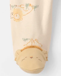 Baby Lion 100% Cotton 2-Way Zip Sleeper - Cream