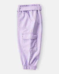 Baby Girl Cotton Cargo Joggers - Purple