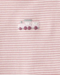 Baby Girl 3-Piece Train Print Long-Sleeve Bodysuit & Pant Set - Pink