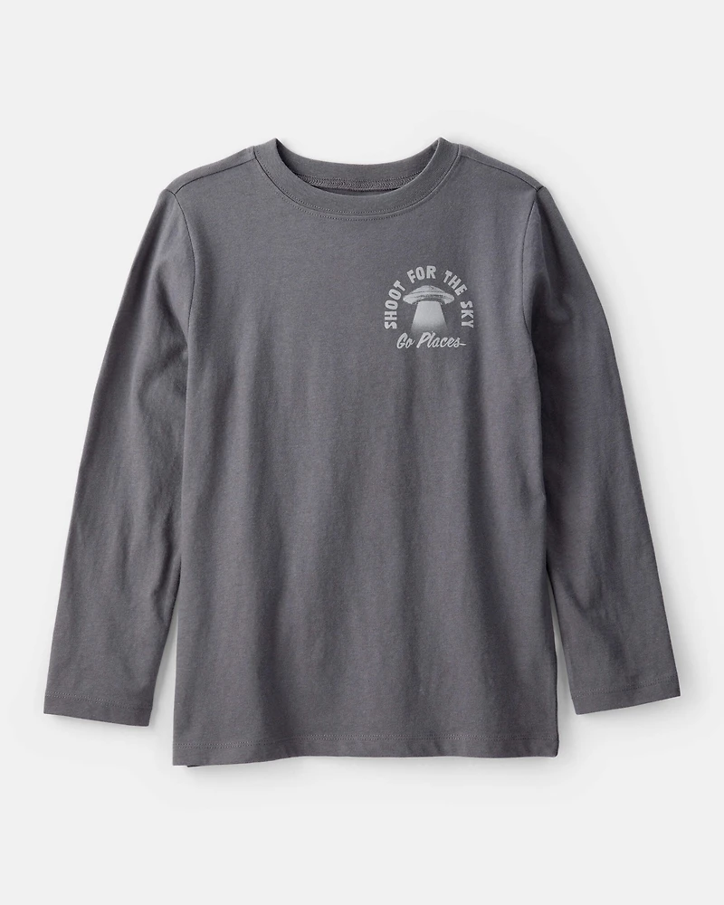 Boys Shoot For The Sky Long-Sleeve Graphic Tee - Grey
