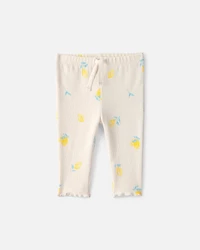 Baby Girl Lemon Rib Pants - Ivory