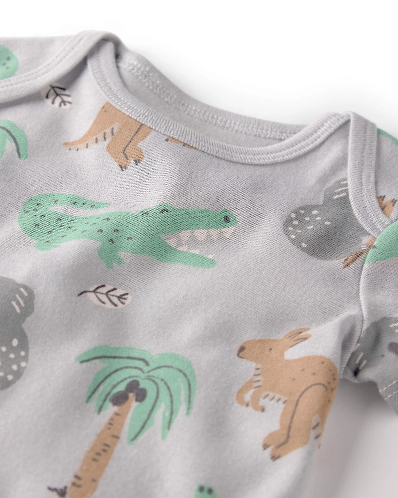 Baby 3-Pack Organic Cotton Bodysuits Aussie Friends Print