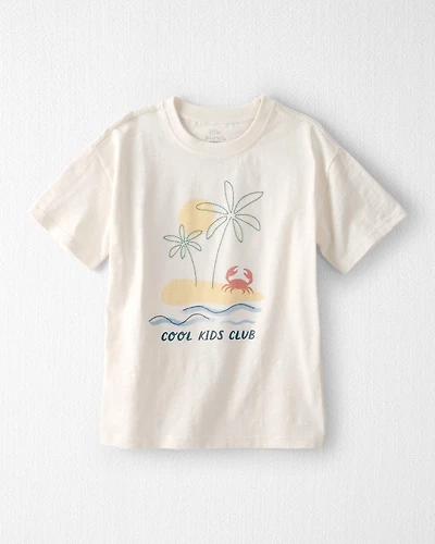 Kid Organic Cotton Tee Beach Print