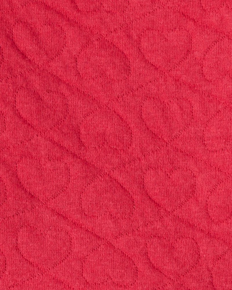 Baby Girl 3-Piece Heart Quilted Vest Outfit Set - Red