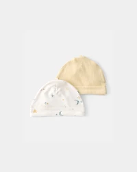 Baby 2-Pack Constellation PurelySoft Caps - Yellow/Ivory