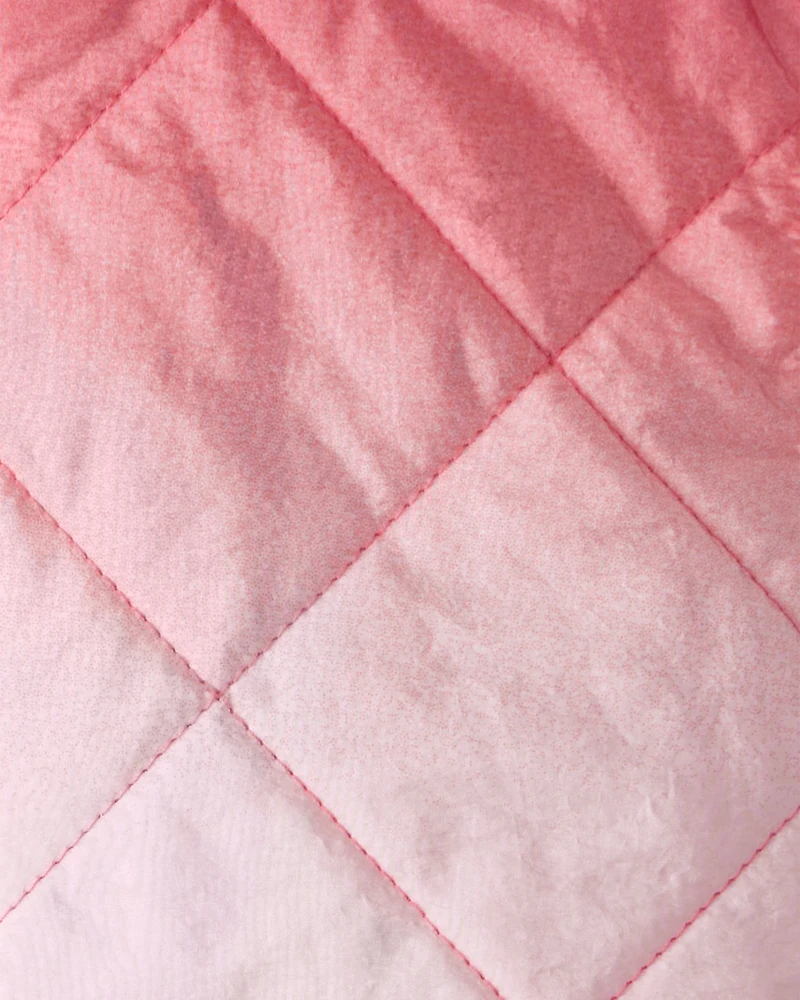 Girls Ombre Puffer Vest - Pink