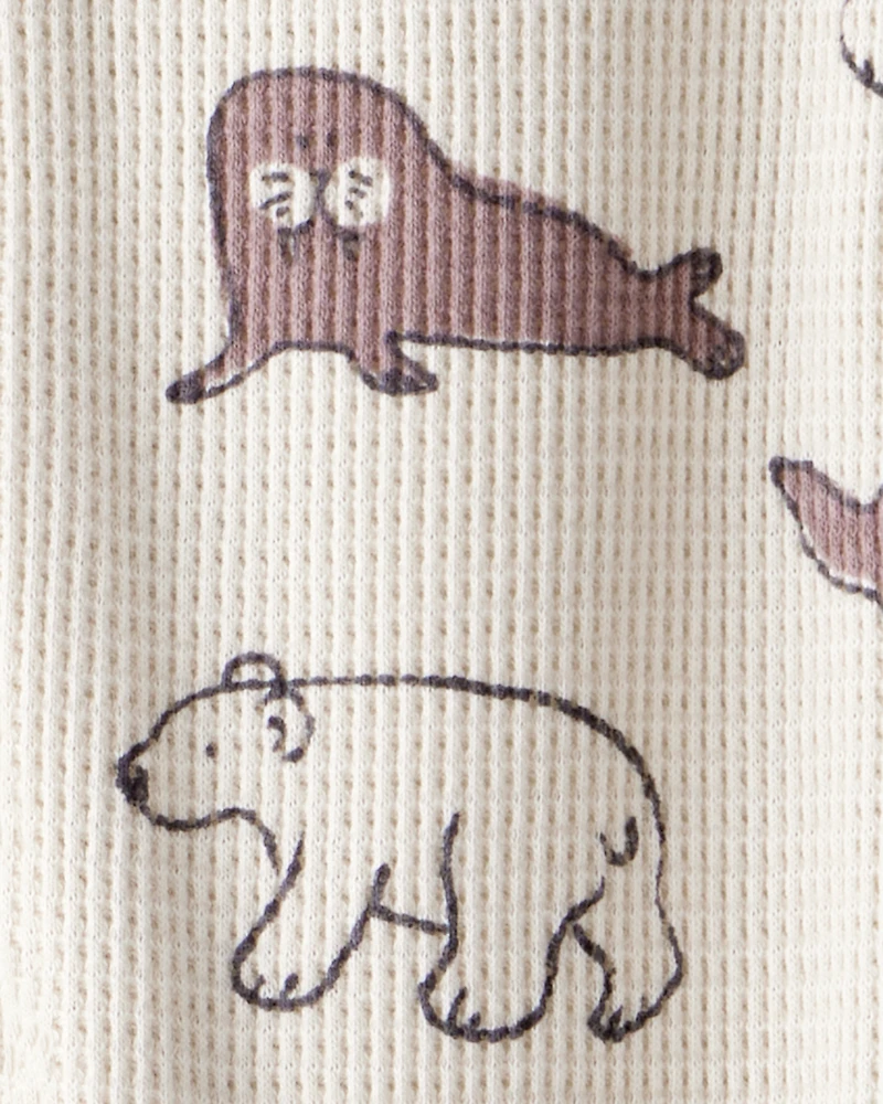 Baby Waffle Knit Sleep & Play Pyjamas Made with Organic Cotton Artic Friends Print
