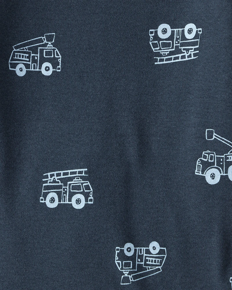 Baby Boy 4-Pack Construction Print Long-Sleeve Multipack Bodysuits - White/Navy Blue