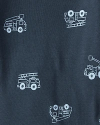 Baby Boy 4-Pack Construction Print Long-Sleeve Multipack Bodysuits - White/Navy Blue