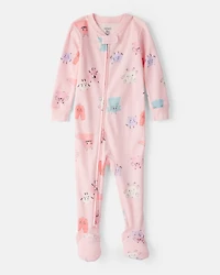 Toddler Girl Monster 100% Cotton Snug Fit Footie 1-Piece Pyjamas - Pink