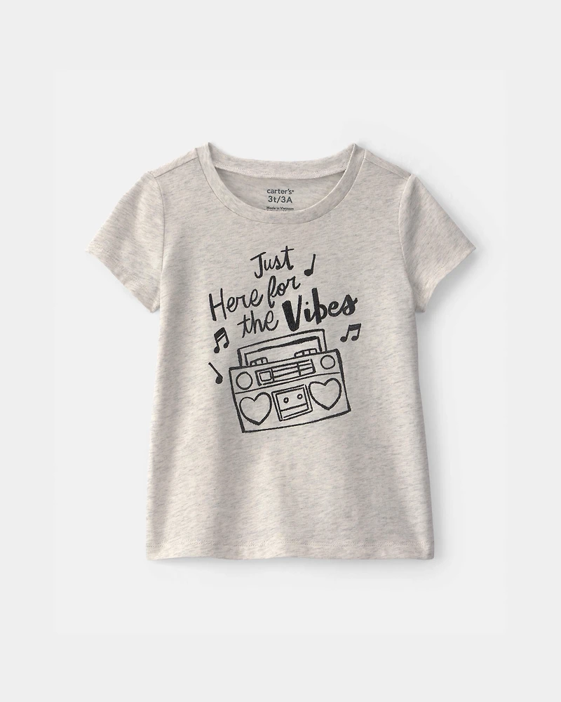 Toddler Girl 'Vibes' Music Graphic Tee - Grey