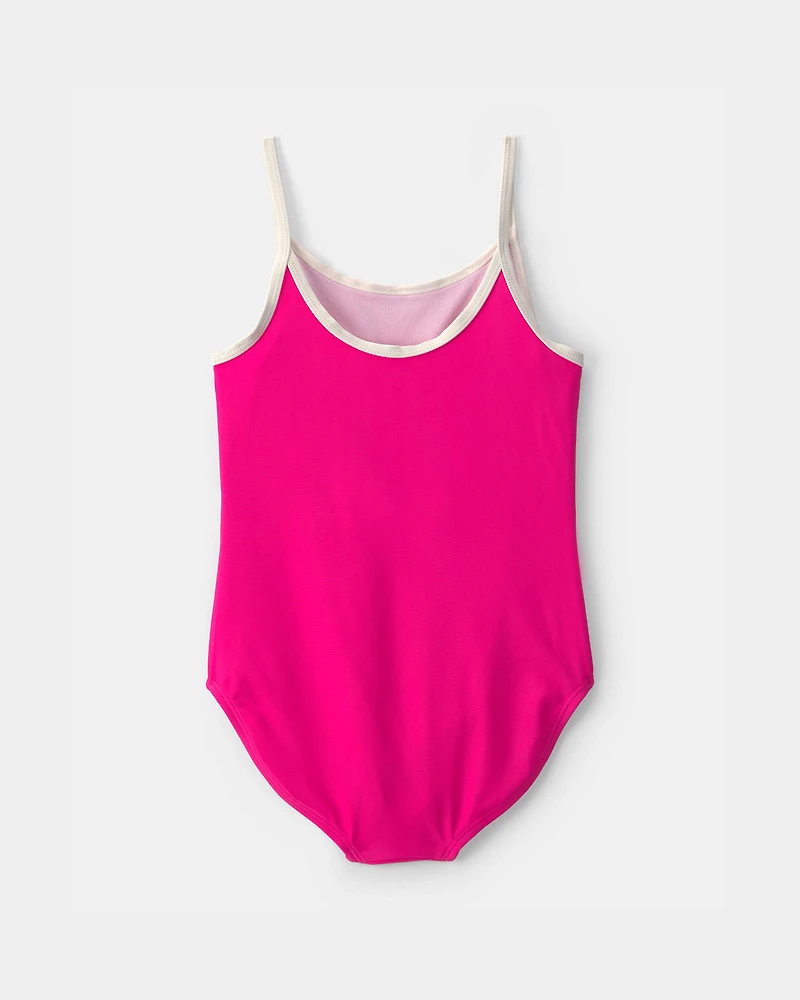 Girls 2-Piece Swimsuit and Cover Up Skirt Set - Pink