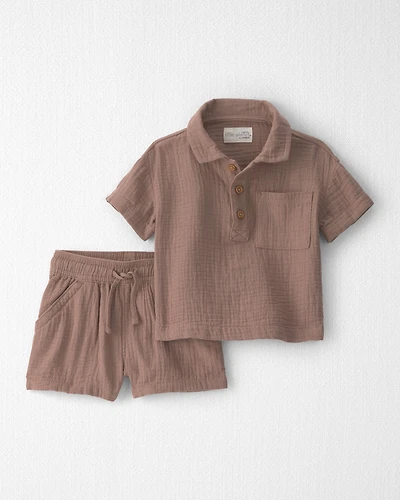 Baby Boy 2-Piece Organic Cotton Gauze Top & Short Set