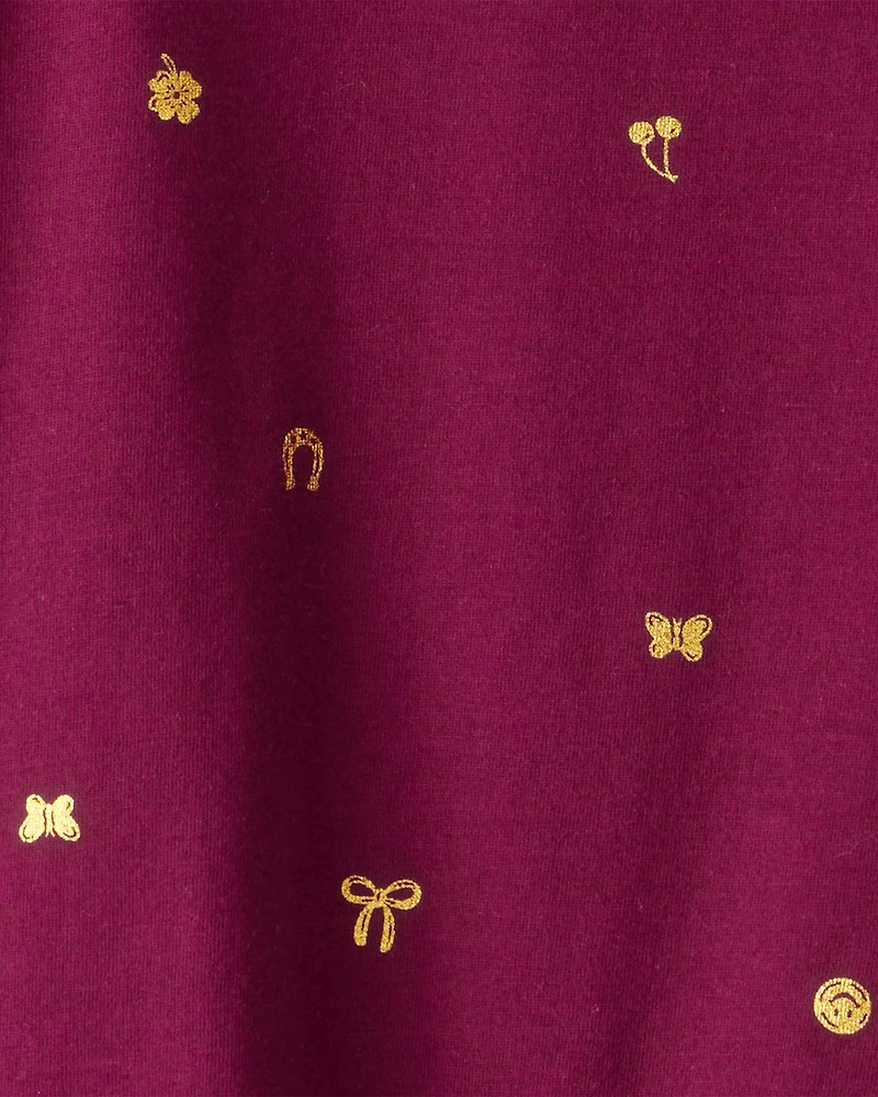 Girls Icon Print Pocket Tee - Maroon