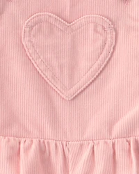 Baby Girl 2-Piece Heart Corduroy Overall Set - Pink