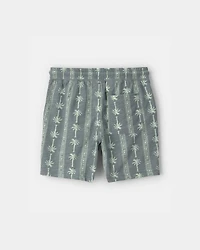Boys Palm Tree Knit Shorts - Grey/Green