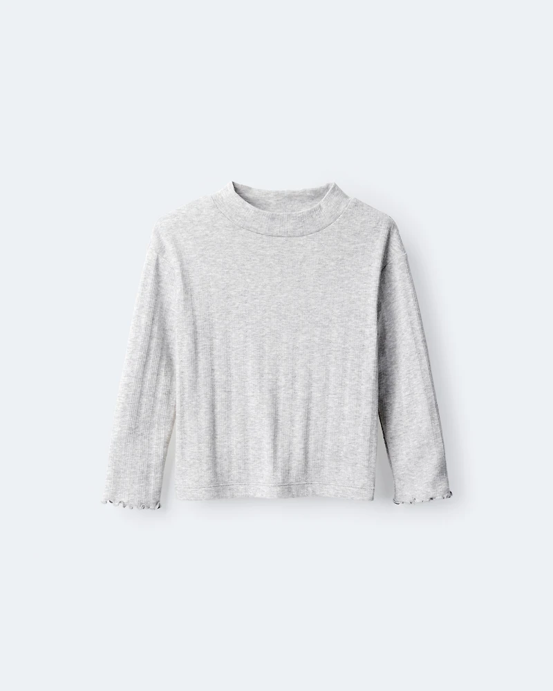 Toddler Girl Mock Neck Long-Sleeve Top - Heather Grey