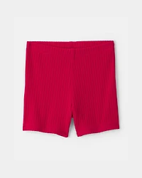Baby Girl Rib Bike Shorts - Red