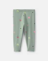 Baby Girl Butterfly Pull-On Stretch Leggings - Green