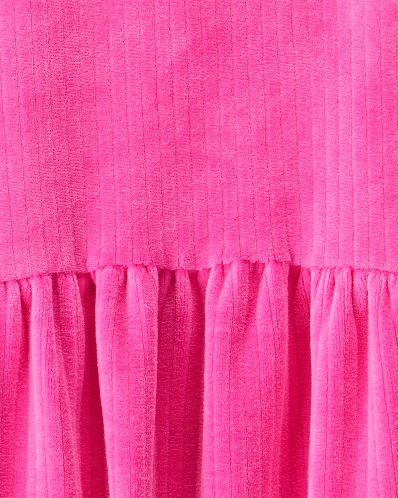 Toddler Girl Heart Velour Dress Set - Pink
