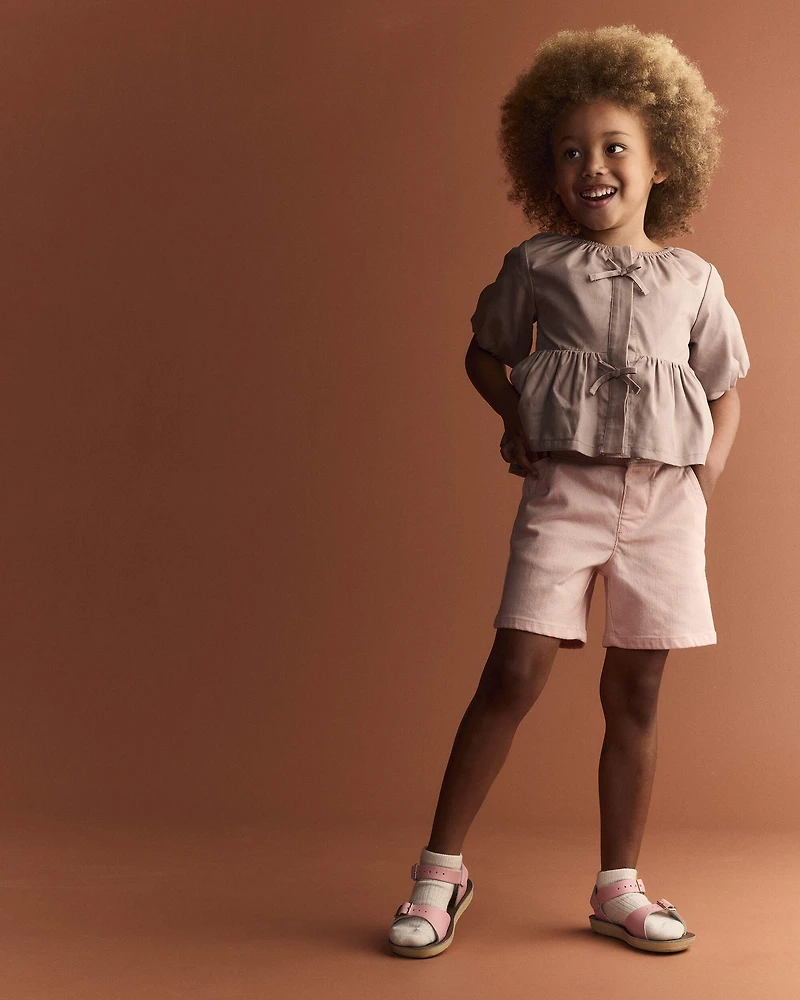 Toddler Girl Puff-Sleeve Peplum Top - Mauve