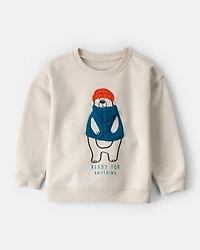 Toddler Boy DayDream Fleece Bear Pullover Sweatshirt - Cream