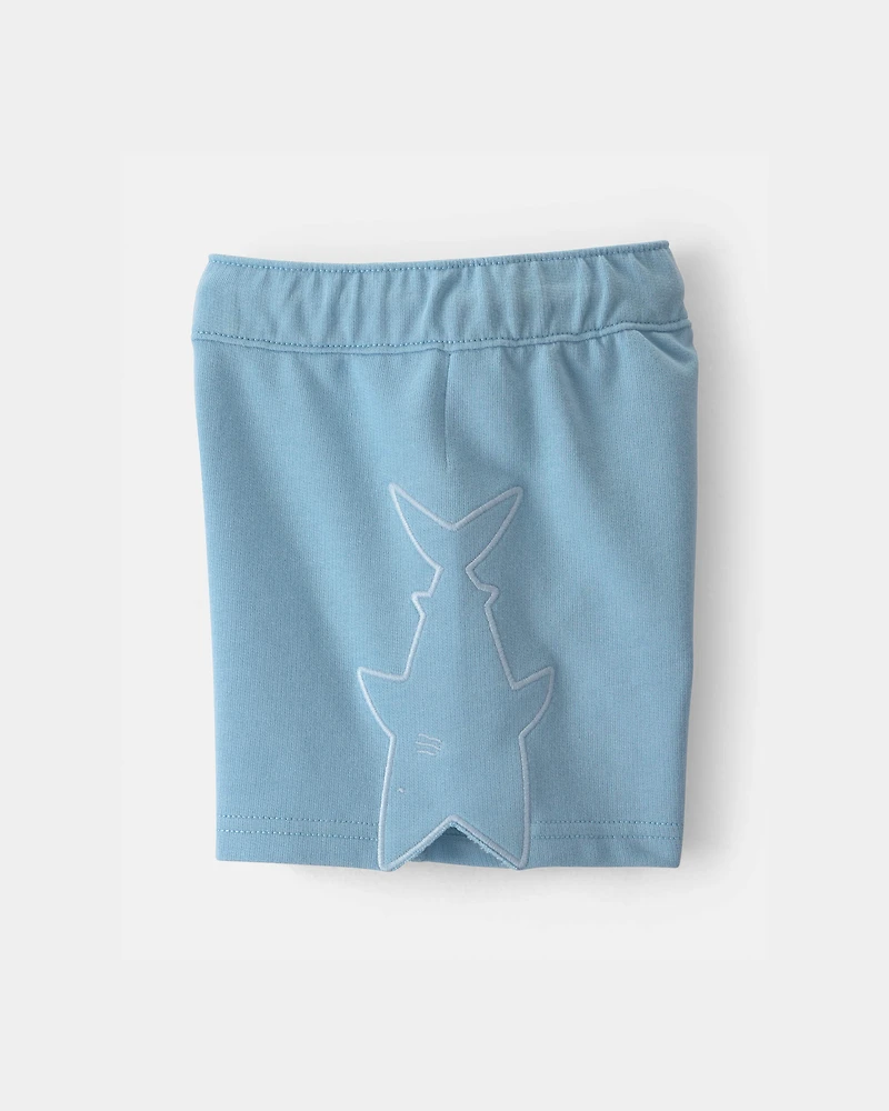 Toddler Boy Shark French Terry Shorts - Blue