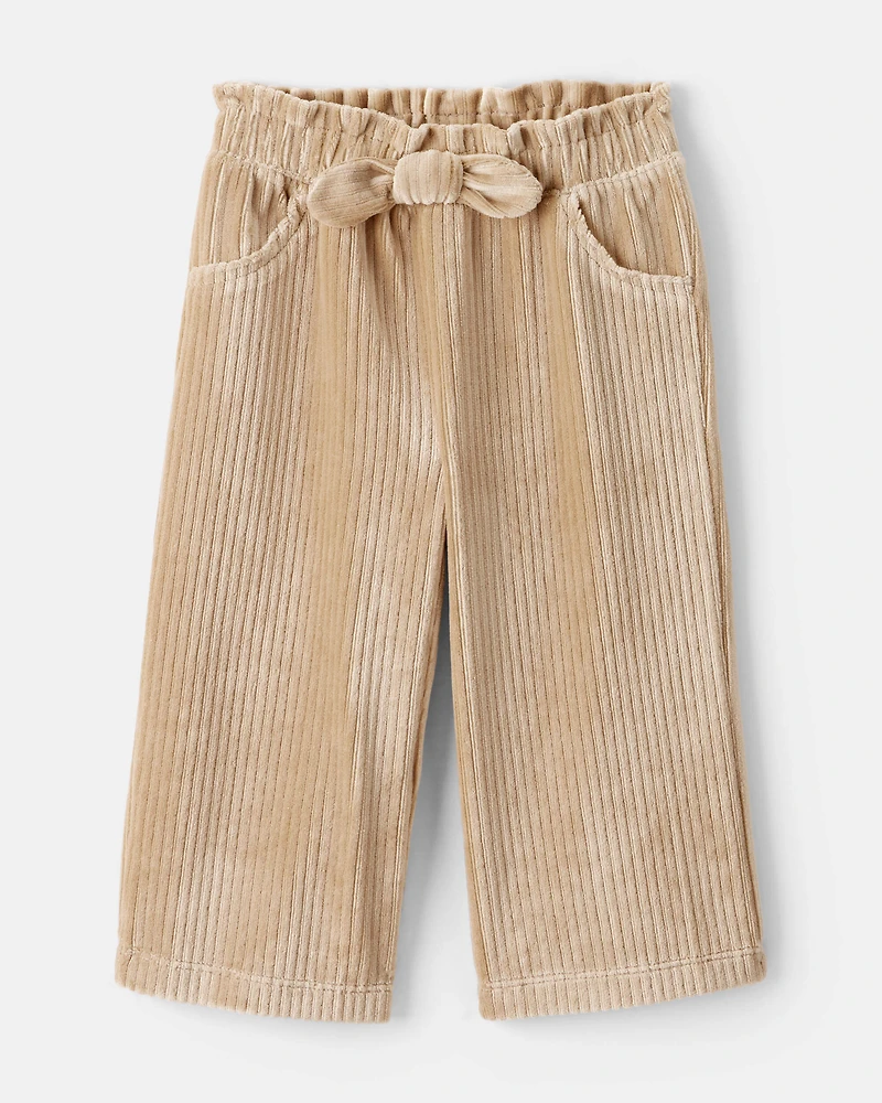 Baby Girl 2-Piece Bow Crewneck and Corduroy Wide Leg Pants