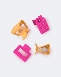 Toddler Girl 4 Pack Hair Clips - Hot Pink/Golden Yellow
