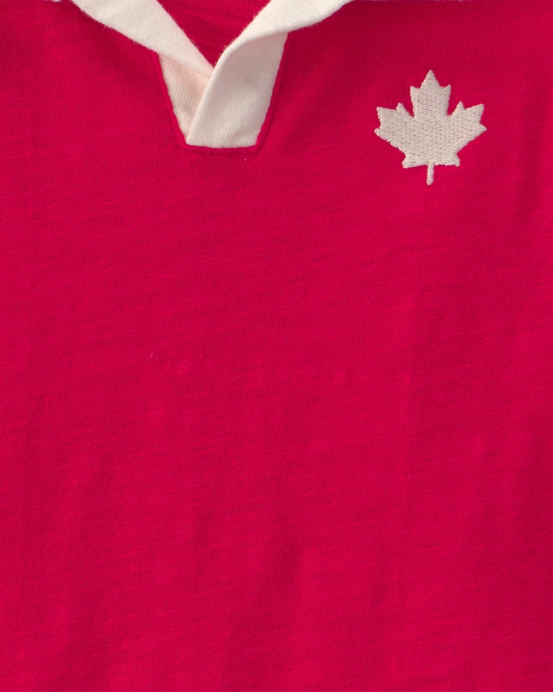 Baby Boy Canada Day Short Sleeve Polo Romper - Red