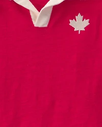 Baby Boy Canada Day Short Sleeve Polo Romper - Red