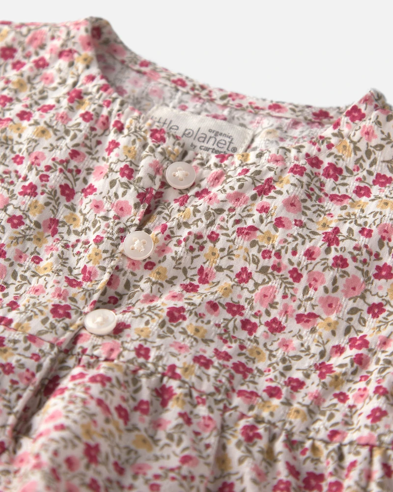 Baby Girl Organic Cotton Dobby Dress Floral