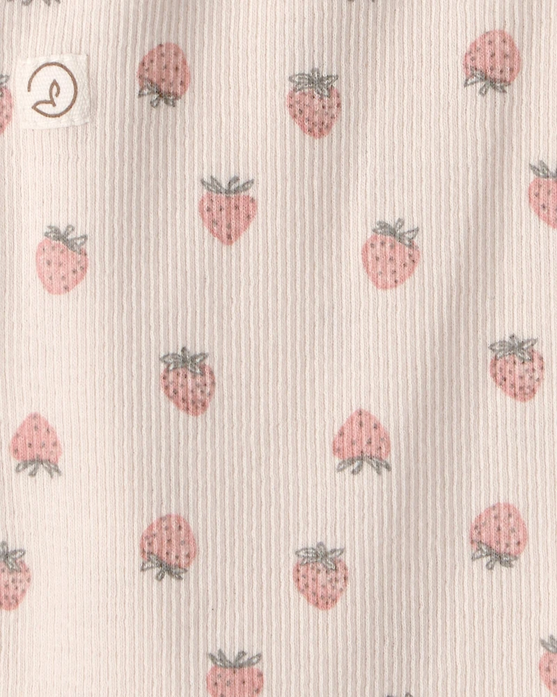 Baby Girl Organic Cotton Ribbed Bodysuit Strawberry Print