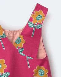 Toddler Girl Reversible Cross-Back Top Floral Print - Hot Pink