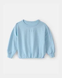 Toddler Girl Flowers French Terry Pullover Sweatshirt - Blue