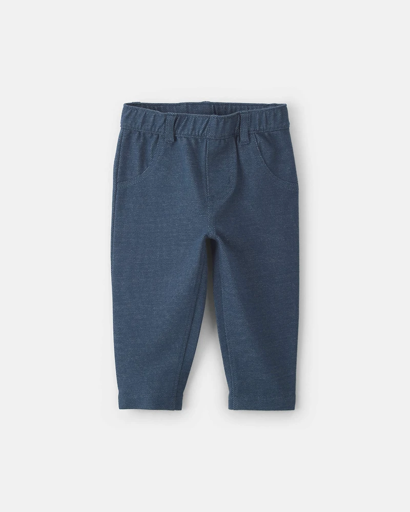 Baby Girl Knit Denim Pants - Indigo