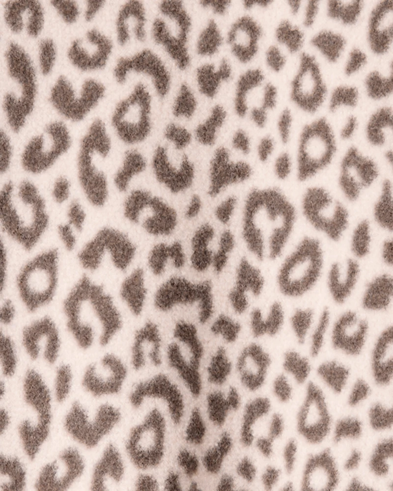 Baby Girl Leopard Fleece Long-Sleeve Loose Fit 1-Piece pyjamas - Brown