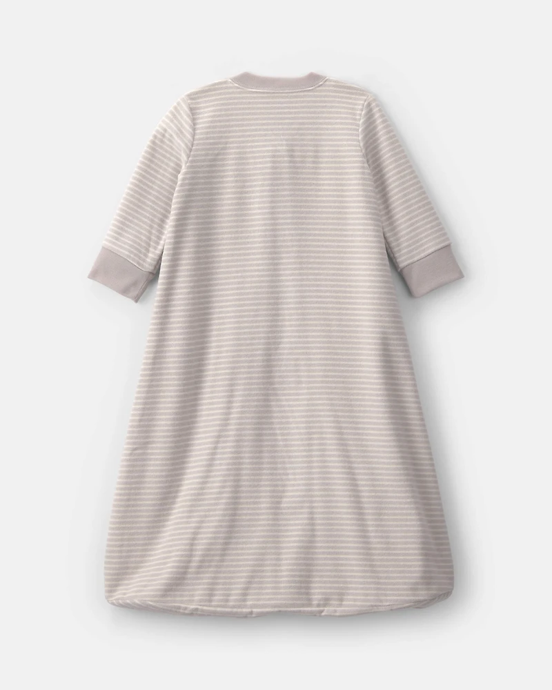 Baby Sheep Striped Fleece Loose Fit Wearable Blanket - Grey