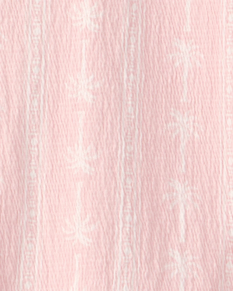 Girls Palm Tree Crinkle Top - Pink