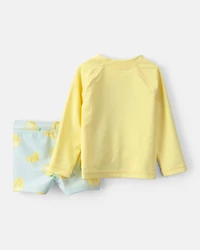 Baby Boy 2-Piece Lemon Rashguard Swimsuit Set - Yellow/Blue