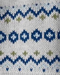 Baby Boy Organic Cotton Fair Isle Sweater Knit Jacket