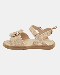 Baby  Every Step® First Walker Woven Flower Accent Sandals - Beige