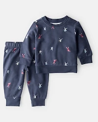 Baby Boy 2-Piece Football Print PurelySoft Long-Sleeve Tee & Pant Set - Blue