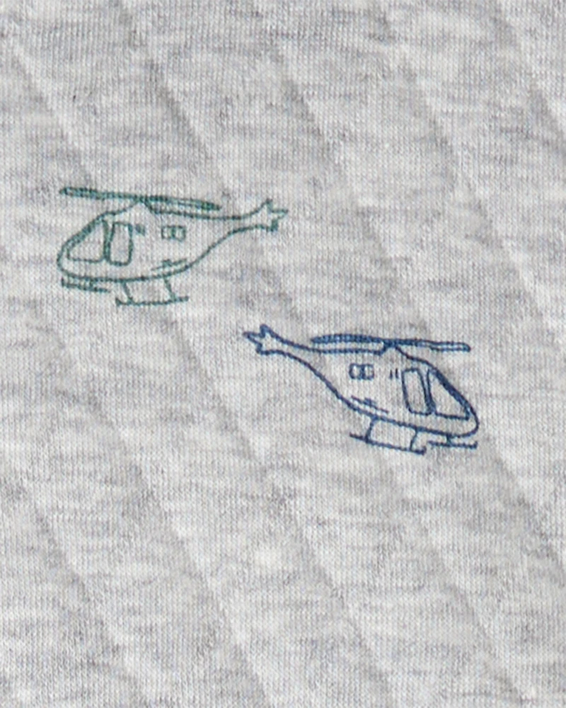 Toddler Boy 2-Piece Helicopter Quilted Hoodie & Pant Set - Grey