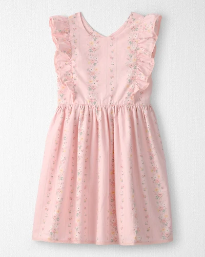 Girls Ruffle Dress Made with Organic Cotton Spring Garden Print