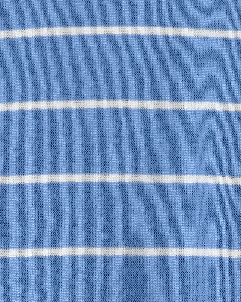 Toddler Boy Construction Striped 100% Cotton Snug Fit 1-Piece Pyjama Set - Blue