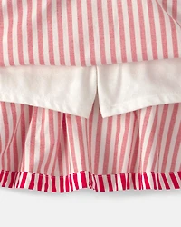 Girls Striped Skort - Red/White