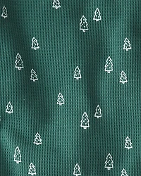 Adult Christmas Tree Print Waffle Knit Pyjamas Made with Organic Cotton